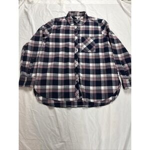 orvis button‎ down Plaid Shirt Women Sz Large Front Pocket Pink And Blue